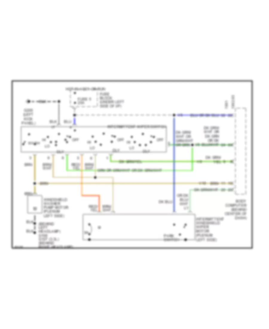 Электросхема стеклоочистителя, дворников и омывателя Интервала для Dodge Caravan C/V 1993