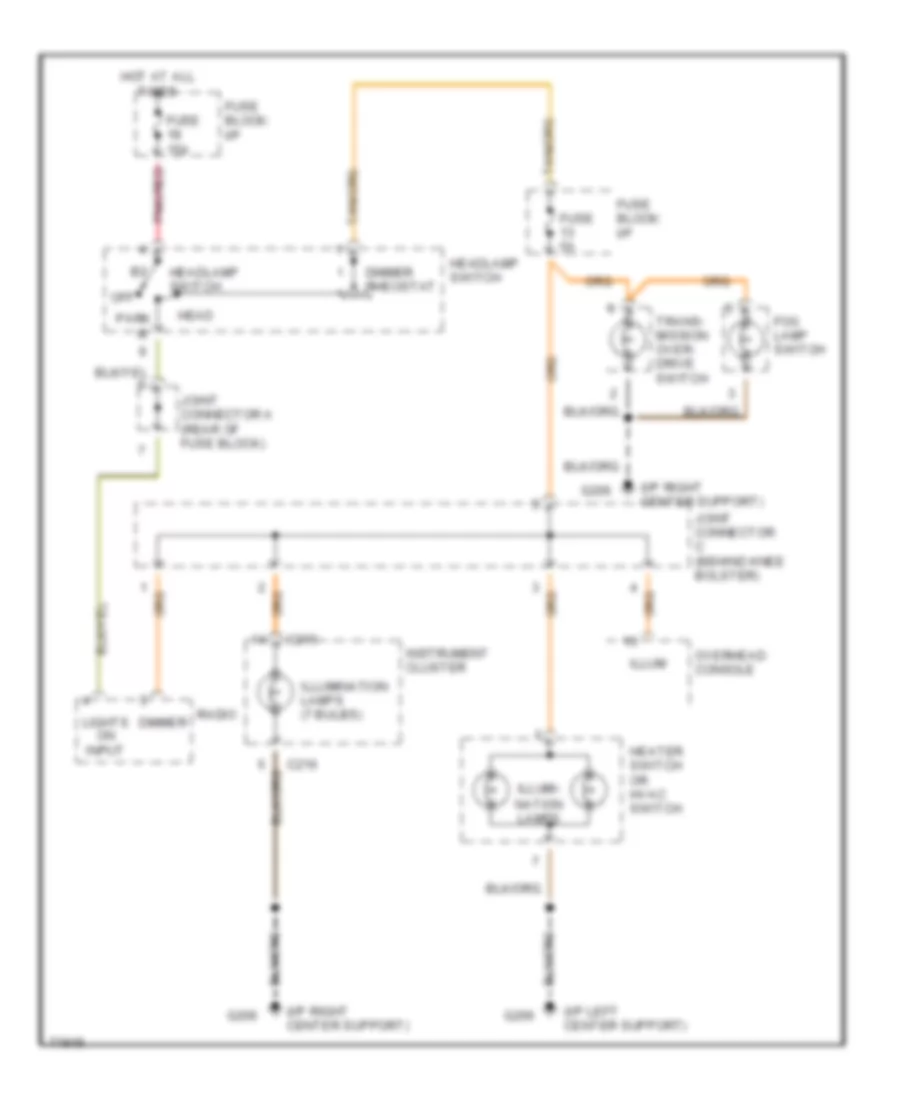 Instrument Illumination Wiring Diagram for Dodge Cab  Chassis R2500 1995