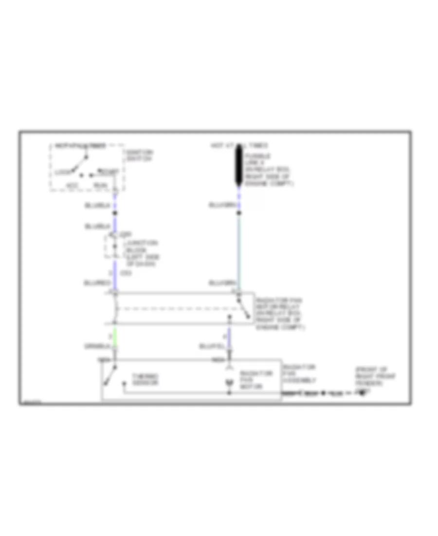 1.5L, Cooling Fan Wiring Diagram, with MT for Dodge Colt GL 1993