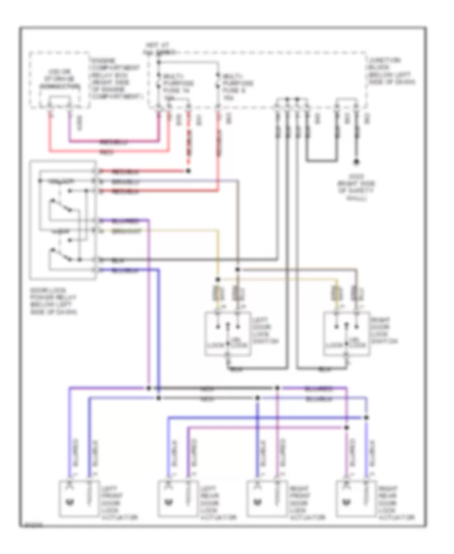 Power Door Lock Wiring Diagram for Dodge Colt GL 1993