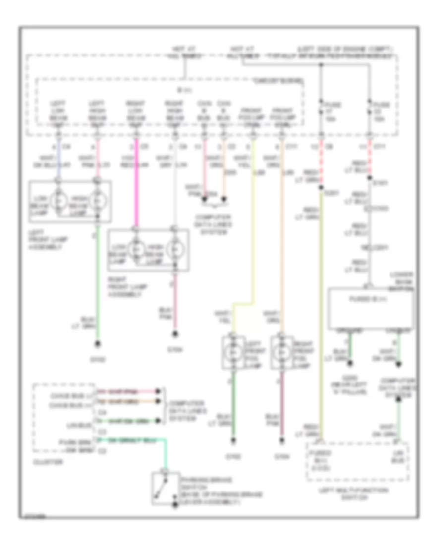 Headlights Wiring Diagram for Dodge Caliber Heat 2010