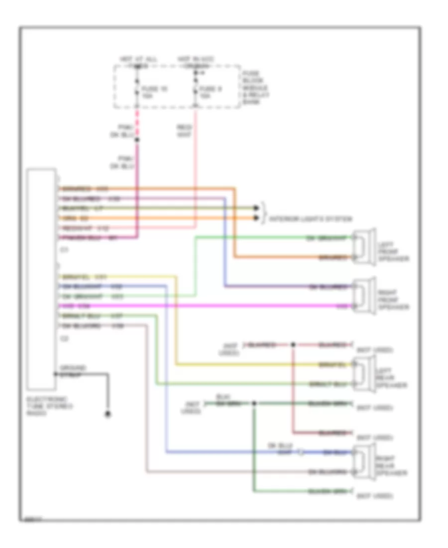 Radio Wiring Diagrams, 4 Speaker System for Dodge Caravan LE 1990