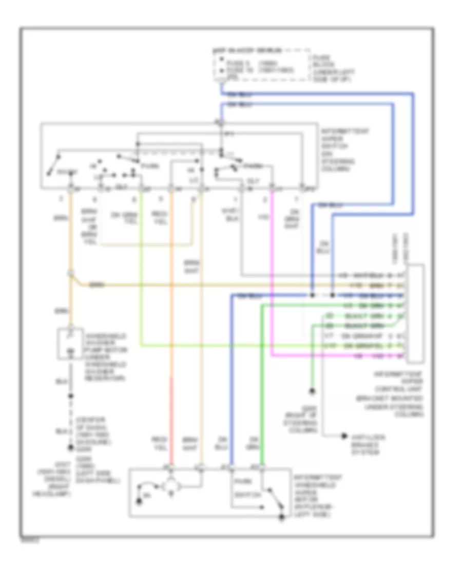 Intermittent WiperWasher Wiring Diagram for Dodge Ramcharger AD150 1991