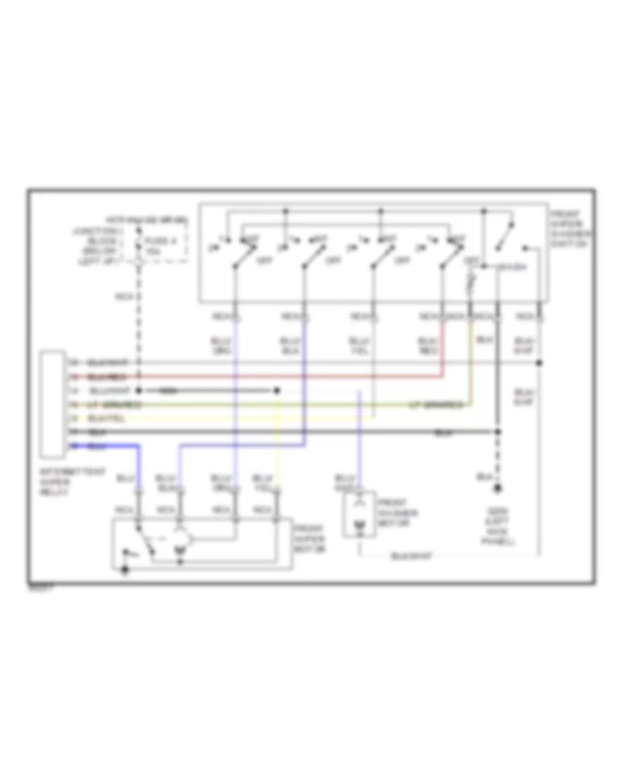 Электросхема передних стеклоочистителей дворников и омывателя лобового стекла Интервала, Универсал для Dodge Colt GT 1990