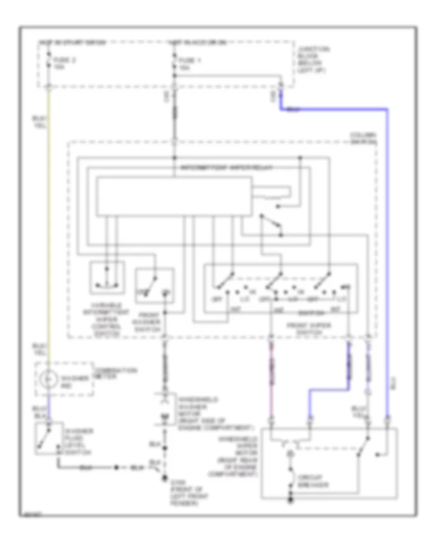 Front WiperWasher Wiring Diagram for Dodge Colt GT 1990