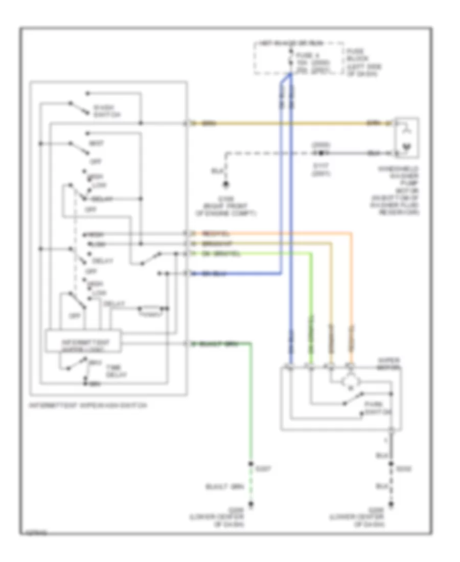 Электросхема стеклоочистителя, дворников и омывателя для Dodge Neon ACR 2001