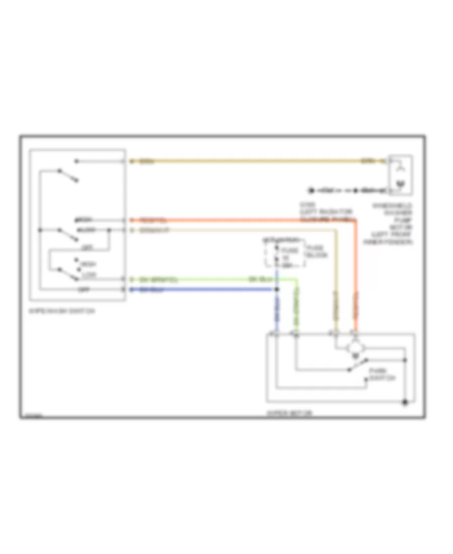 Электросхема стеклоочистителя, дворников и омывателя С 2 скоростями для Dodge Neon High Line 1995