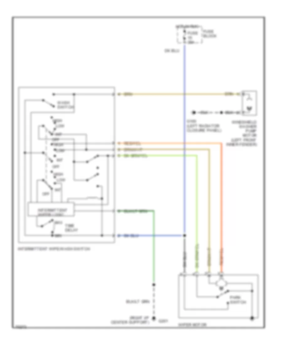 Электросхема стеклоочистителя, дворников и омывателя Интервала для Dodge Neon High Line 1995