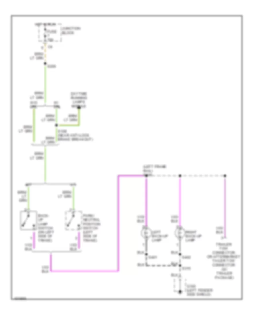 Back up Lamps Wiring Diagram for Dodge Pickup R1998 1500