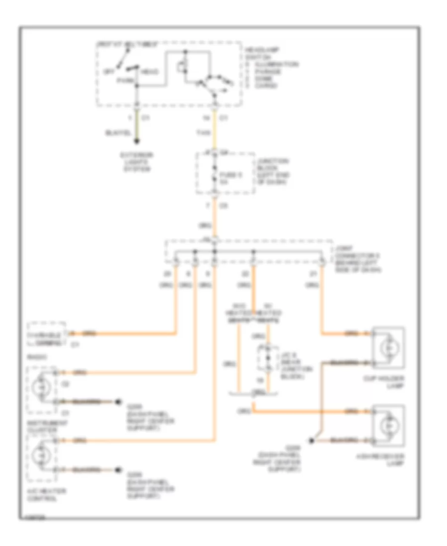 Instrument Illumination Wiring Diagram for Dodge Pickup R2001 1500