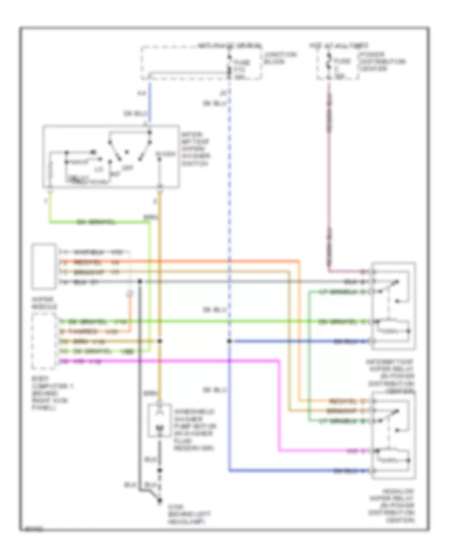 Электросхема стеклоочистителя, дворников и омывателя для Dodge Intrepid ES 1993