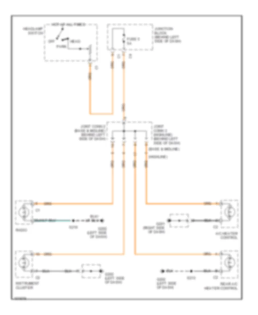 Instrument Illumination Wiring Diagram for Dodge Ram Van B1998 1500