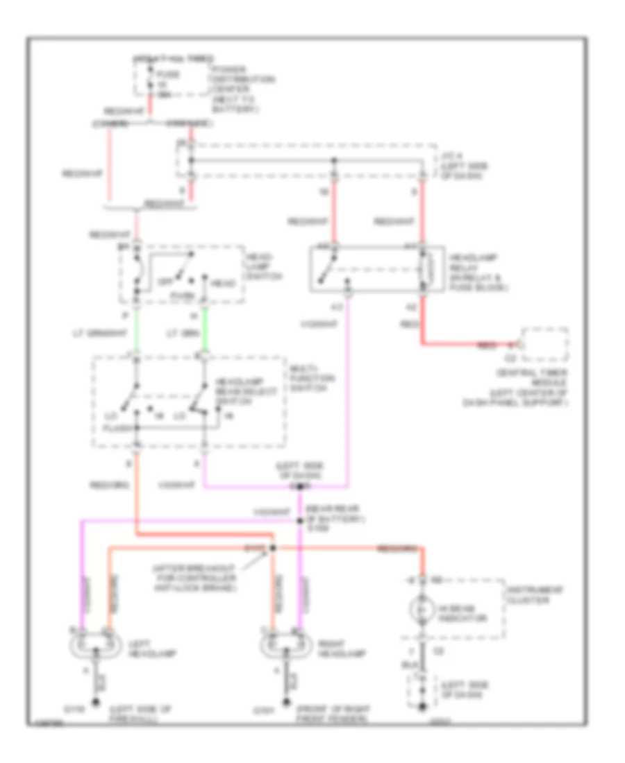 Headlight Wiring Diagram without DRL for Dodge Ram Van B2001 1500