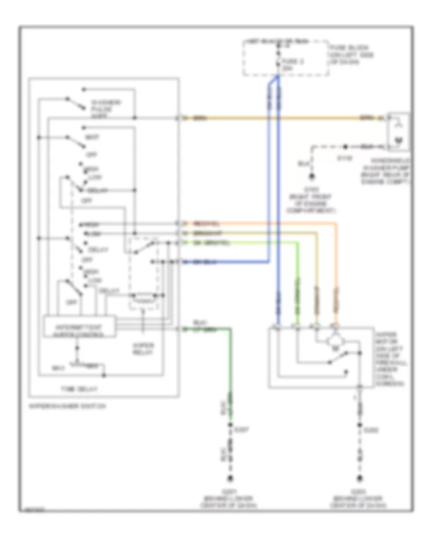 Электросхема стеклоочистителя, дворников и омывателя для Dodge SX Sport 2003