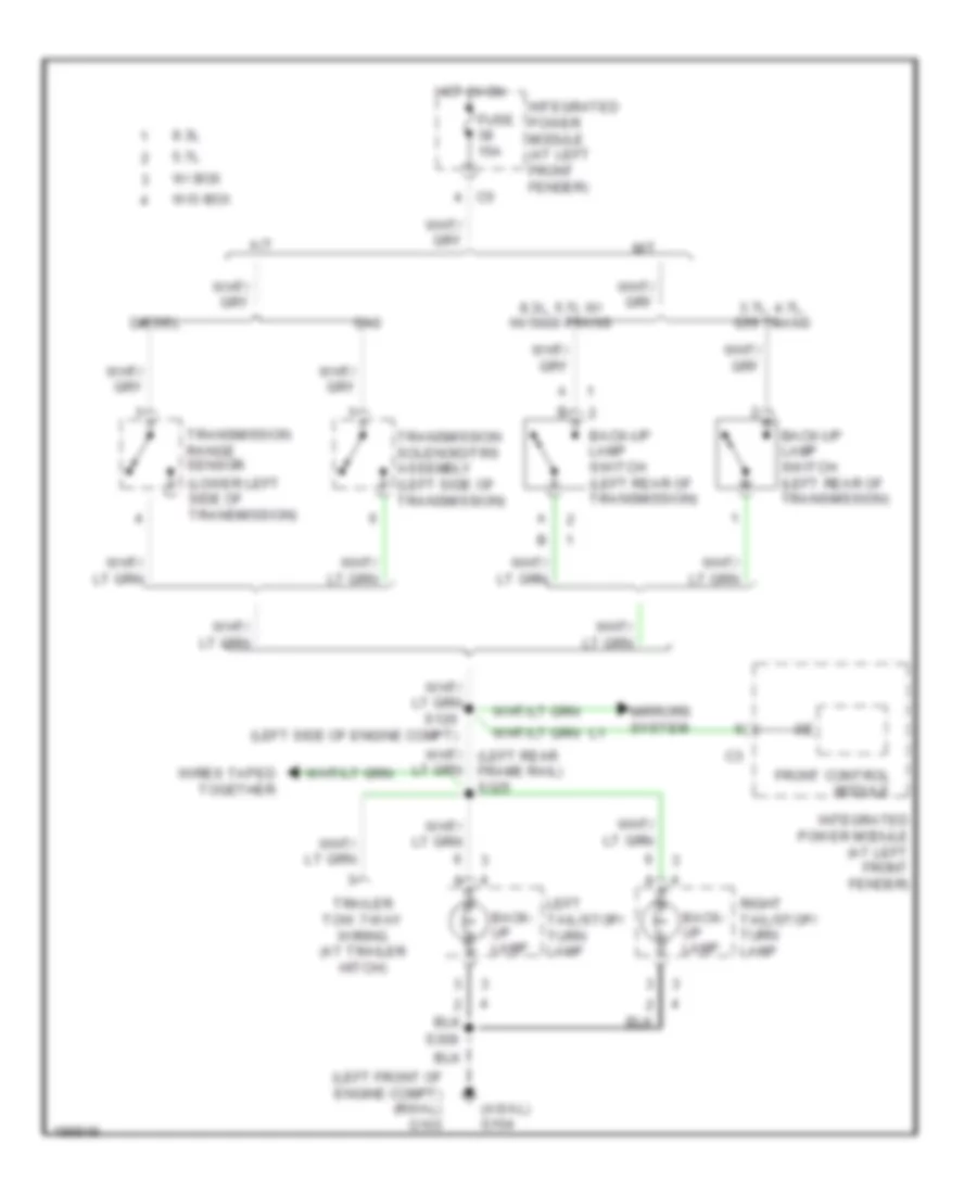 Back up Lamps Wiring Diagram for Dodge Pickup R2005 2500