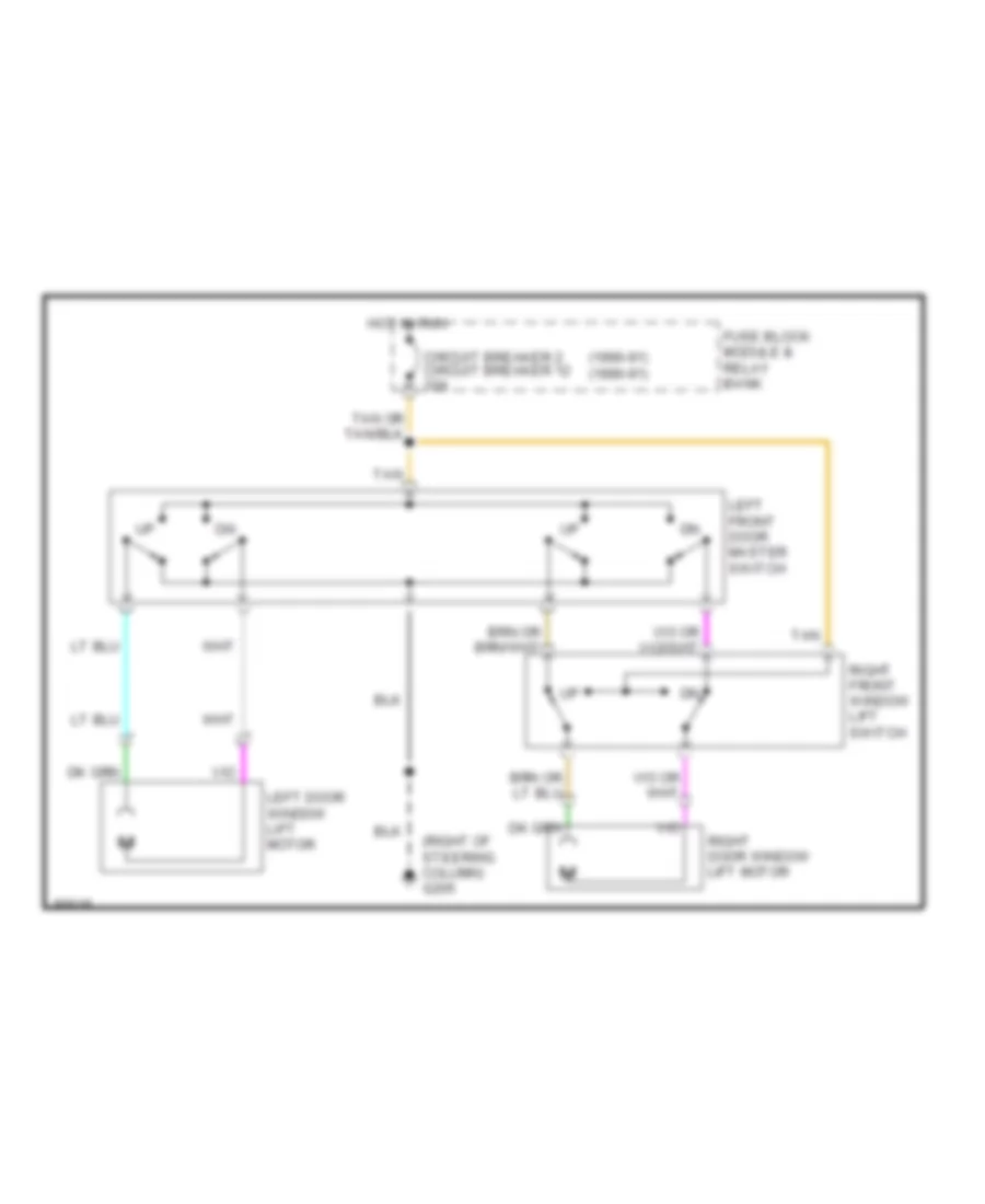 Power Window Wiring Diagram for Dodge Pickup D250 1990