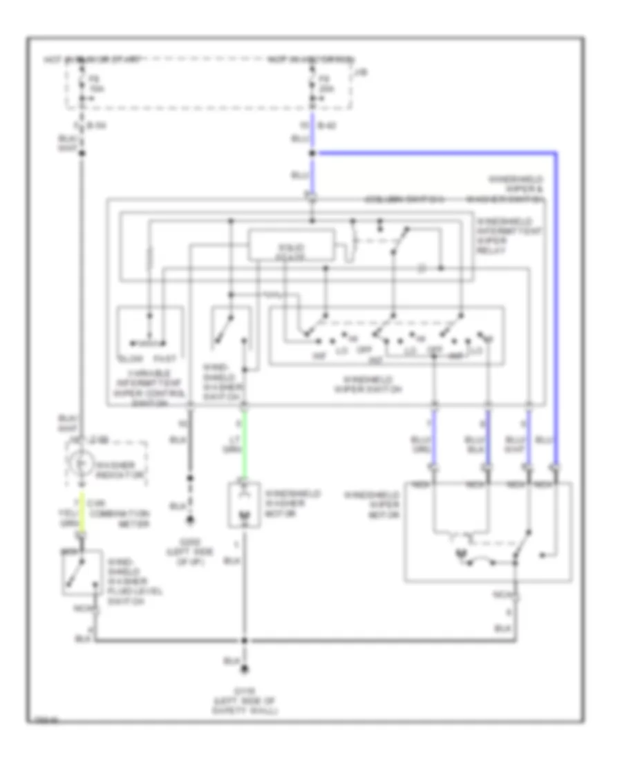 Электросхема стеклоочистителя, дворников и омывателя для Dodge Avenger ES 1996