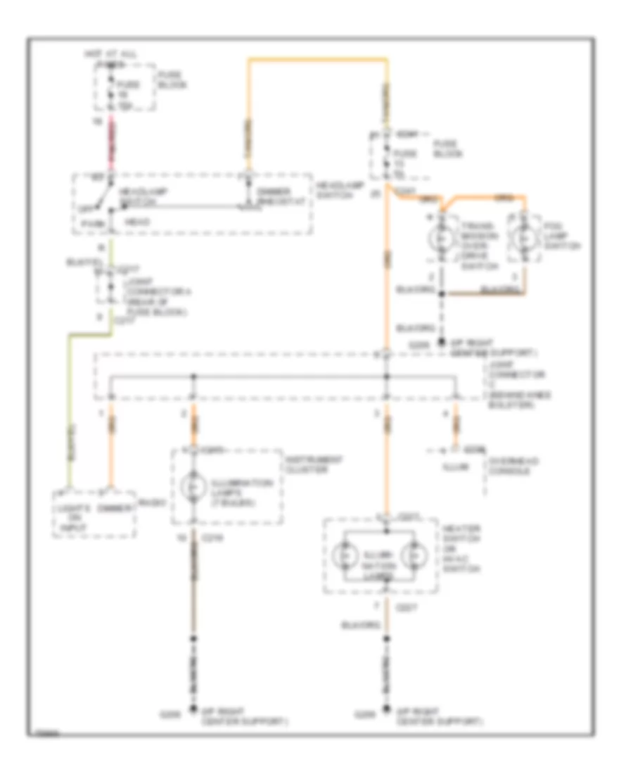 Instrument Illumination Wiring Diagram for Dodge Cab  Chassis R1996 2500