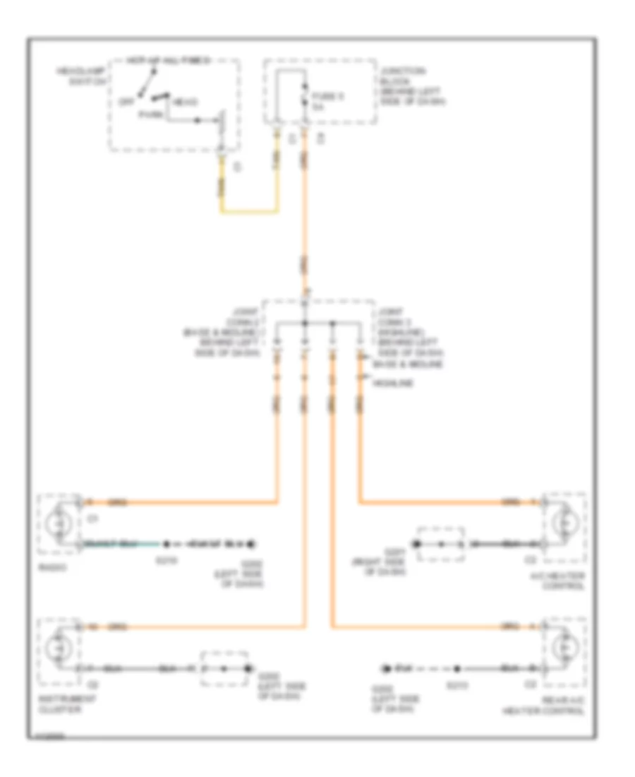 Instrument Illumination Wiring Diagram for Dodge Ram Van B1999 1500