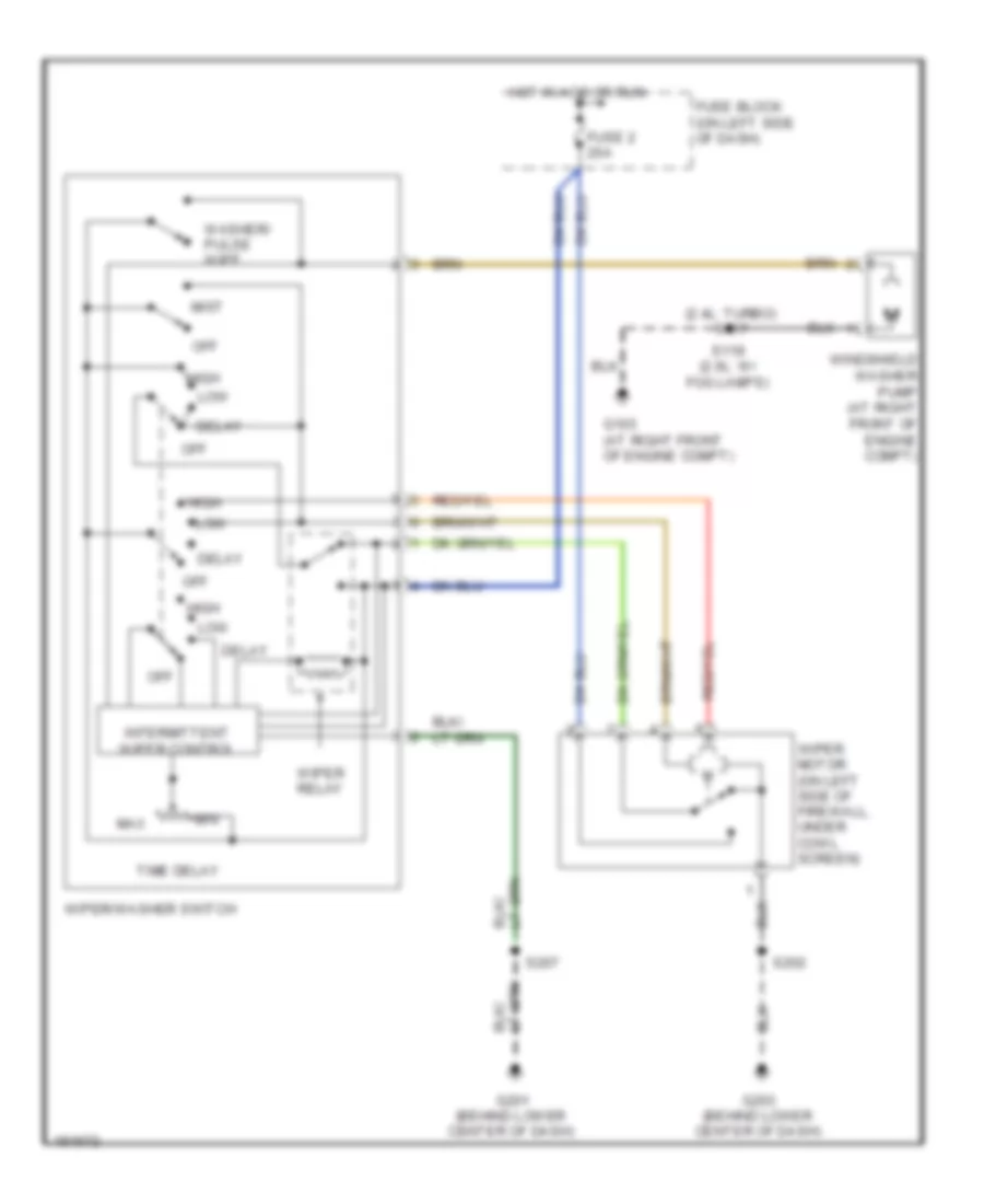 Электросхема стеклоочистителя, дворников и омывателя для Dodge SX SRT-4 2005