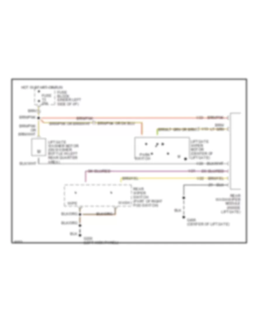 Электросхема заднего стеклоочистителя дворника и омывателя для Dodge Grand Caravan ES 1992