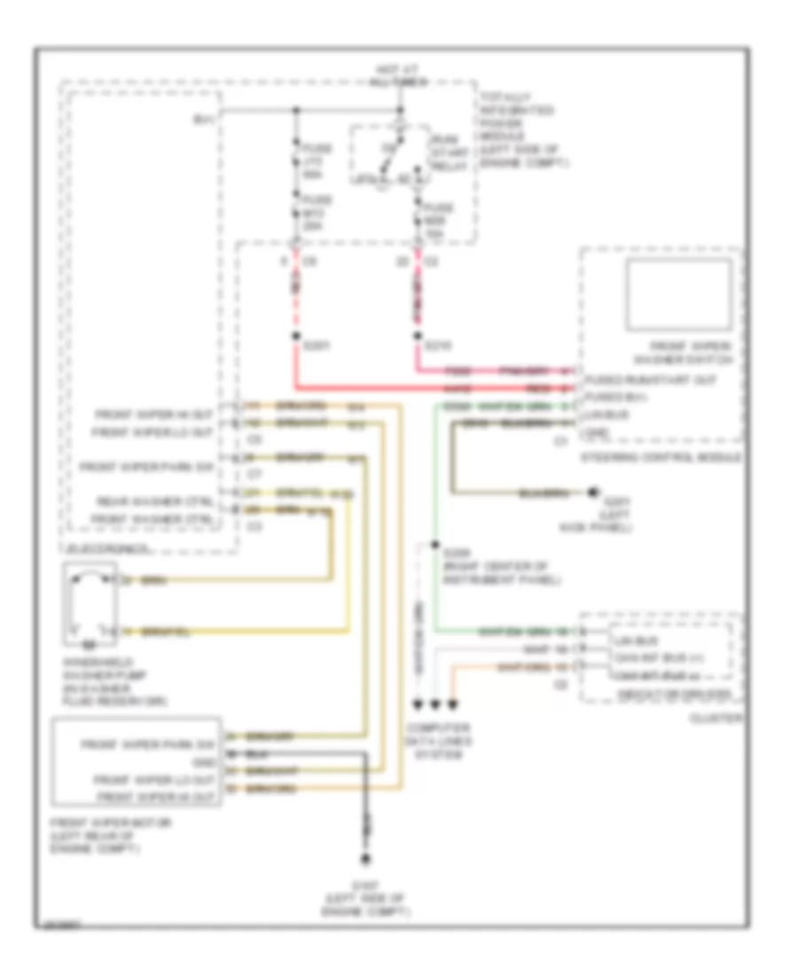 Электросхема передних стеклоочистителей дворников и омывателя лобового стекла для Dodge Nitro R/T 2007