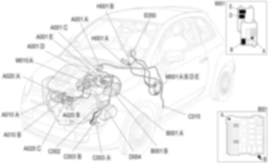 ARRANQUE Y RECARGA - UBICACION DE LOS COMPONENTES Fiat 500 1.2 8v ARRANQUE Y RECARGA - UBICACION DE LOS COMPONENTES Fiat 500 1.2 8v