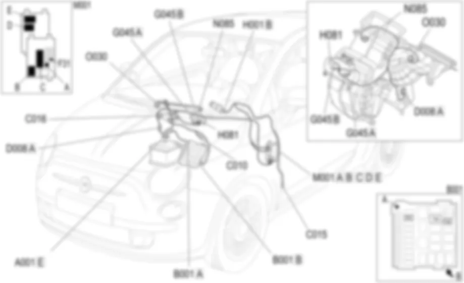 CALEFACTOR - UBICACION DE LOS COMPONENTES Fiat 500 1.3 Multijet CALEFACTOR - UBICACION DE LOS COMPONENTES Fiat 500 1.3 Multijet