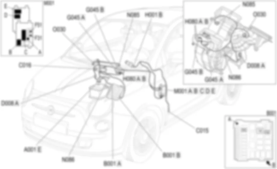 AIRE ACONDICIONADO - UBICACION DE LOS COMPONENTES Fiat 500 1.3 Multijet AIRE ACONDICIONADO - UBICACION DE LOS COMPONENTES Fiat 500 1.3 Multijet