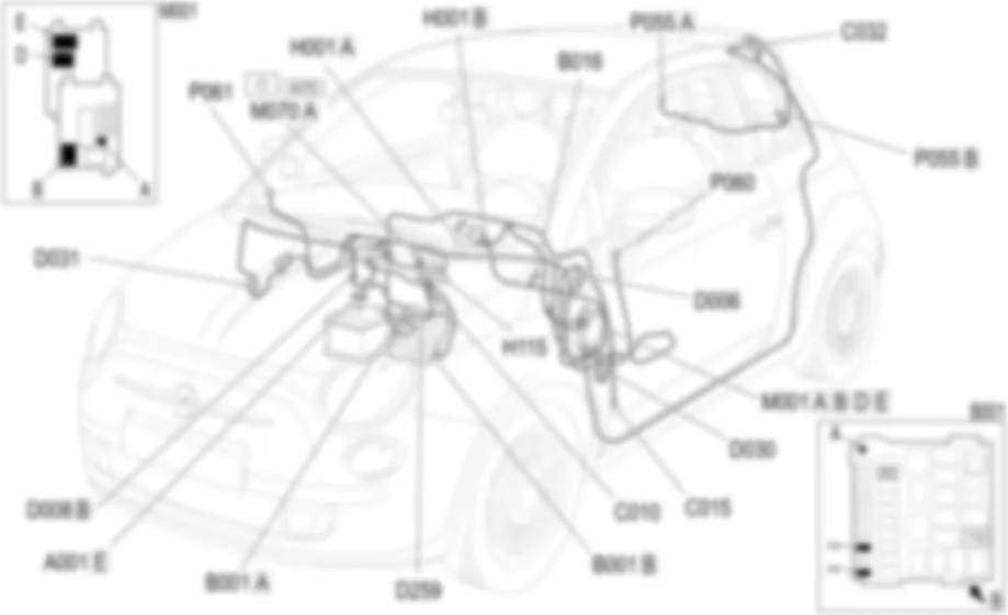 DESCONGELACION LUNETA Y ESPEJOS RETROVISORES - UBICACION DE LOS COMPONENTES Fiat 500 1.3 Multijet DESCONGELACION LUNETA Y ESPEJOS RETROVISORES - UBICACION DE LOS COMPONENTES Fiat 500 1.3 Multijet