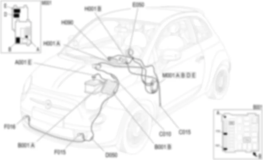 FAROS ANTINIEBLA - UBICACION DE LOS COMPONENTES Fiat 500 1.2 8v  