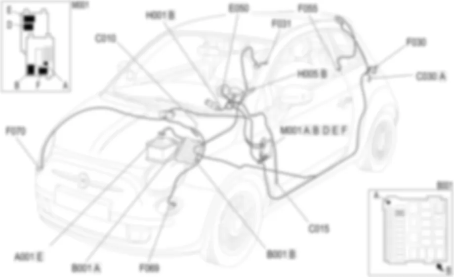 LUCES DE POSICION / MATRICULA - UBICACION DE LOS COMPONENTES Fiat 500 1.3 Multijet  
