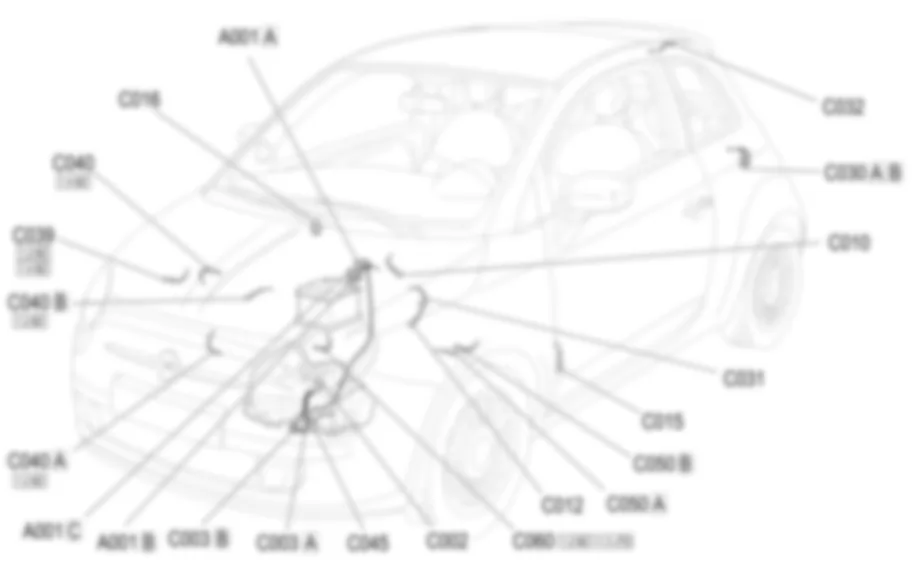 MASSES - EMPLACEMENT DES COMPOSANTS Fiat 500 1.4 16v  
