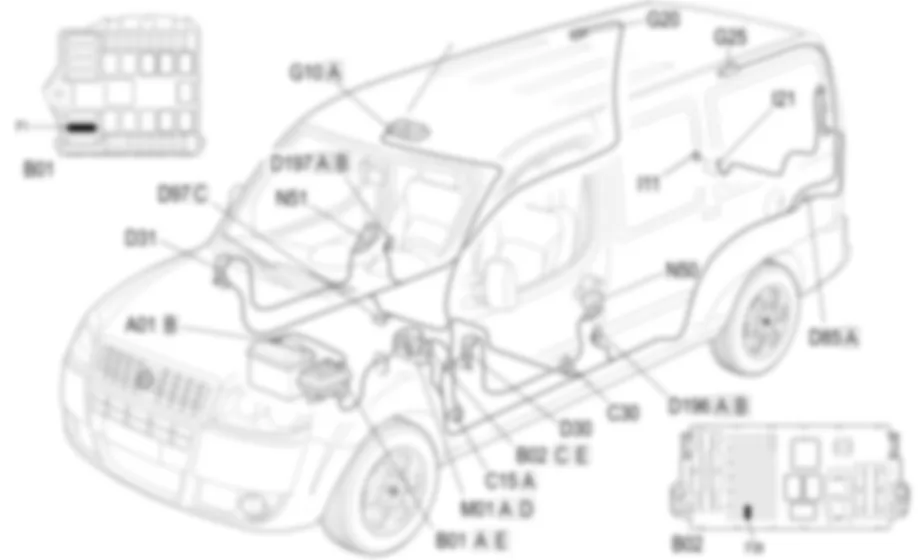PLAFONIERE - LOCALIZZAZIONE COMPONENTI Fiat DOBLO 1.3 JTD 16V Da 10/2000 PLAFONIERE - LOCALIZZAZIONE COMPONENTI Fiat DOBLO 1.3 JTD 16V Da 10/2000