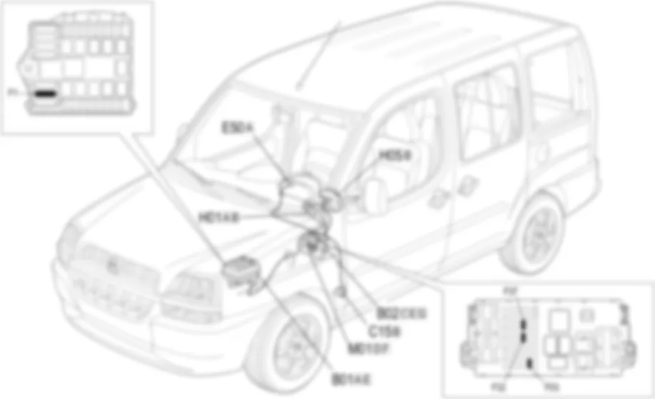 INSTRUMENTENPANEELVERLICHTING - OPSTELLING VAN COMPONENTEN Fiat DOBLO 1.3 JTD 16V  da 12/03