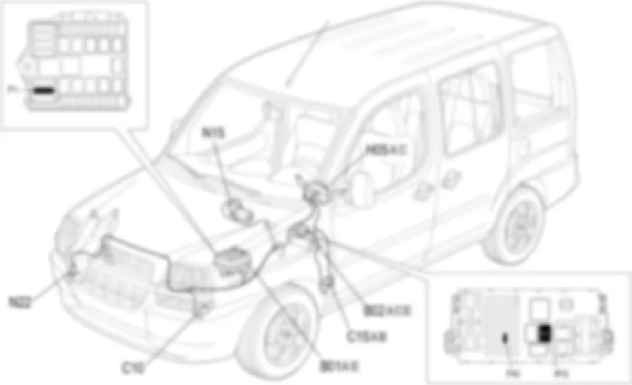 SCHEIBENWISCHER/WASCHER - LAGE DER BAUTEILE Fiat DOBLO 1.9 JTD 8V  Fino a 10/2000