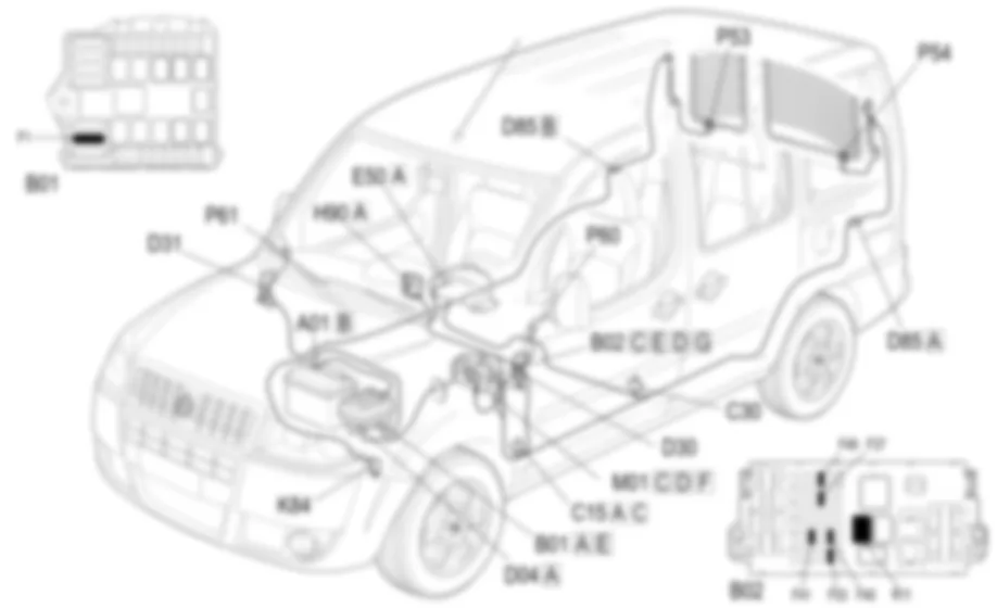 SBRINAMENTO LUNOTTO E SPECCHI RETROVISORI - LOCALIZZAZIONE COMPONENTI Fiat DOBLO 1.9 JTD 8V Fino a 10/2000 SBRINAMENTO LUNOTTO E SPECCHI RETROVISORI - LOCALIZZAZIONE COMPONENTI Fiat DOBLO 1.9 JTD 8V Fino a 10/2000