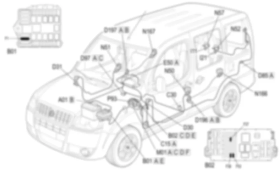 CENTRAL LOCKING - COMPONENT LOCATION Fiat DOBLO 1.9 JTD 8V da 12/03 CENTRAL LOCKING - COMPONENT LOCATION Fiat DOBLO 1.9 JTD 8V da 12/03