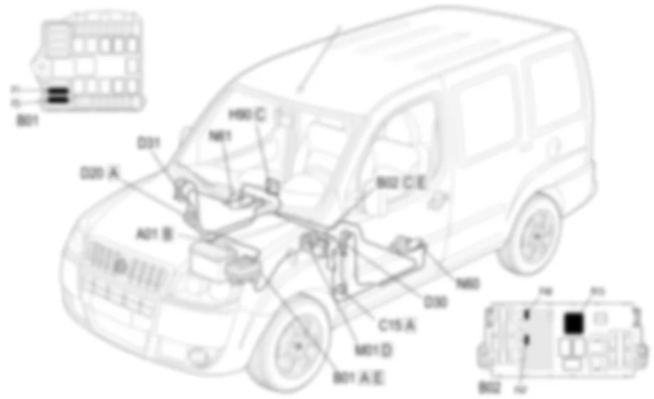 FRONT ELECTRIC WINDOWS - COMPONENT LOCATION Fiat DOBLO 1.9 JTD 8V da 12/03 FRONT ELECTRIC WINDOWS - COMPONENT LOCATION Fiat DOBLO 1.9 JTD 8V da 12/03