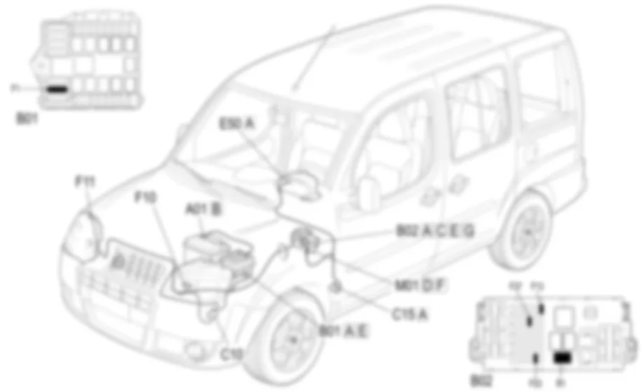 REGOLATORE ASSETTO FARI - LOCALIZZAZIONE COMPONENTI Fiat DOBLO 1.3 JTD 16V Da 10/2000 REGOLATORE ASSETTO FARI - LOCALIZZAZIONE COMPONENTI Fiat DOBLO 1.3 JTD 16V Da 10/2000