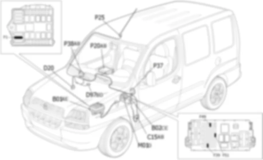RADIO - LOCATION OF COMPONENTS Fiat DOBLO 1.9 JTD 8V da 12/03 RADIO - LOCATION OF COMPONENTS Fiat DOBLO 1.9 JTD 8V da 12/03