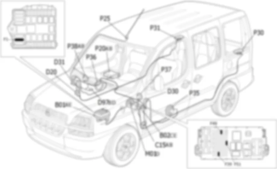 RADIO - LOCATION OF COMPONENTS Fiat DOBLO 1.9 JTD 8V  da 12/03