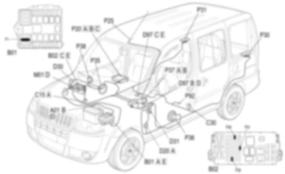 AUTORADIO - EINBAULAGE DER BAUTEILE Fiat DOBLO 1.4 8v  Fino a 10/2000