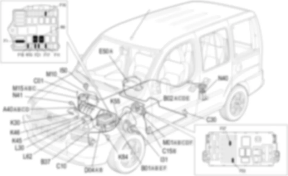 GESTIONE ELETTRONICA MOTORI DIESEL - LOCALIZZAZIONE COMPONENTI Fiat DOBLO 1.9 DIESEL  Fino a 10/2000