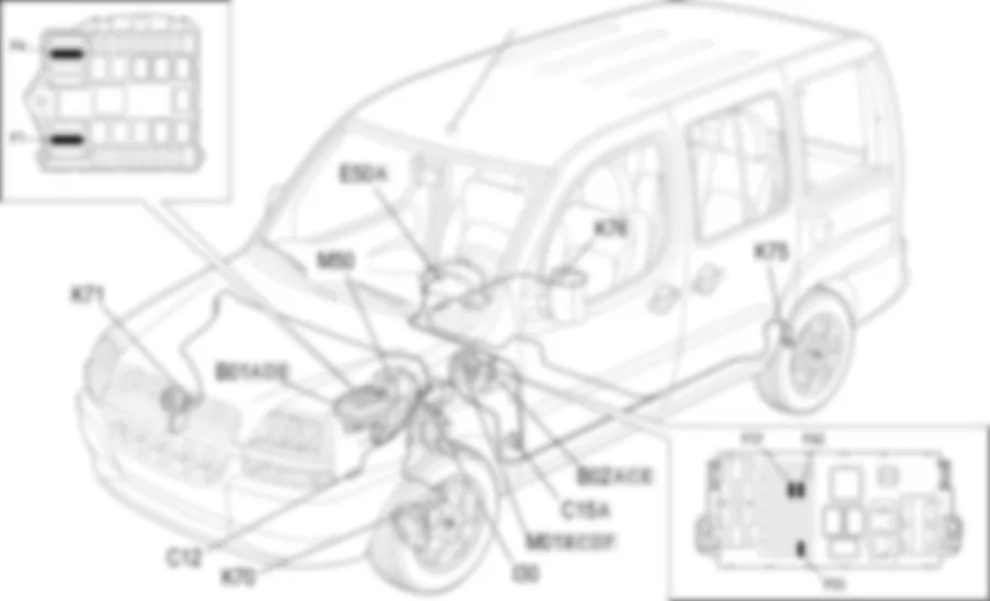 ABS - LOCALIZZAZIONE COMPONENTI Fiat DOBLO 1.9 JTD 8V Da 10/2000 ABS - LOCALIZZAZIONE COMPONENTI Fiat DOBLO 1.9 JTD 8V Da 10/2000