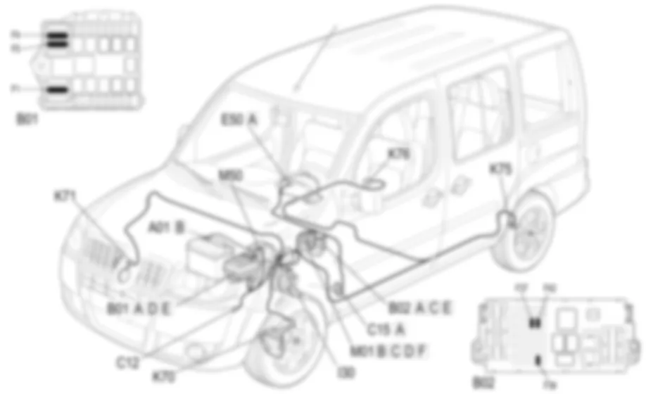 ABS - LOCALIZZAZIONE COMPONENTI Fiat DOBLO 1.9 JTD 8V da 12/03 ABS - LOCALIZZAZIONE COMPONENTI Fiat DOBLO 1.9 JTD 8V da 12/03