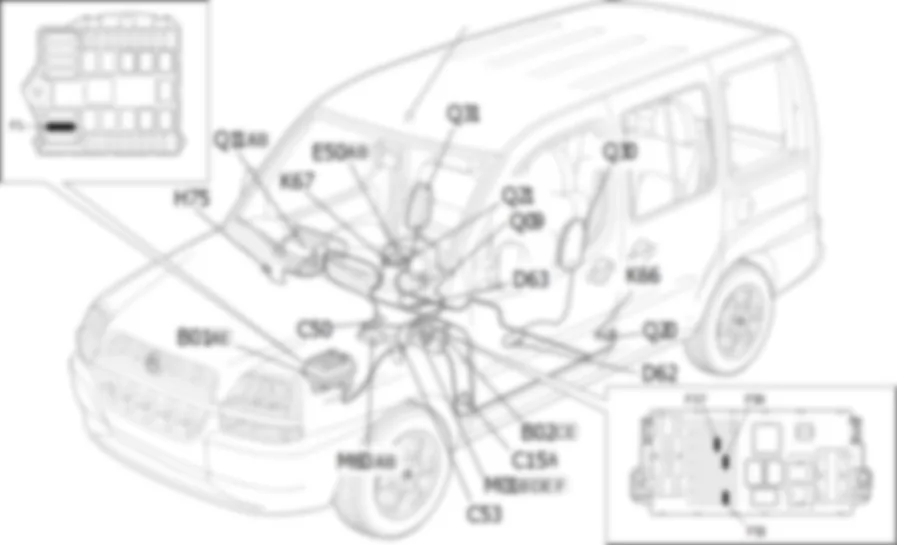 AIRBAG - LOCATION OF COMPONENTS Fiat DOBLO 1.9 JTD 8V da 12/03 AIRBAG - LOCATION OF COMPONENTS Fiat DOBLO 1.9 JTD 8V da 12/03
