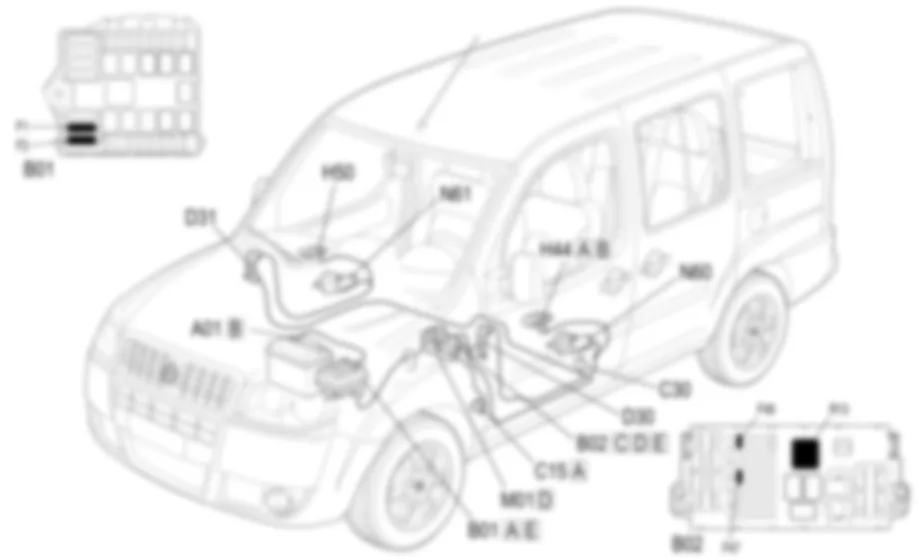 FRONT ELECTRIC WINDOWS - COMPONENT LOCATION Fiat DOBLO 1.9 JTD 8V da 12/03 FRONT ELECTRIC WINDOWS - COMPONENT LOCATION Fiat DOBLO 1.9 JTD 8V da 12/03