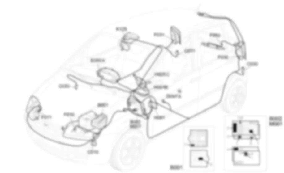 SWIATLA               POZYCYJNE / OSWIETLENIA TABLICY REJESTRACYJNEJ - Rozmieszczenie elementow Fiat IDEA 1.3 JTD 16v  