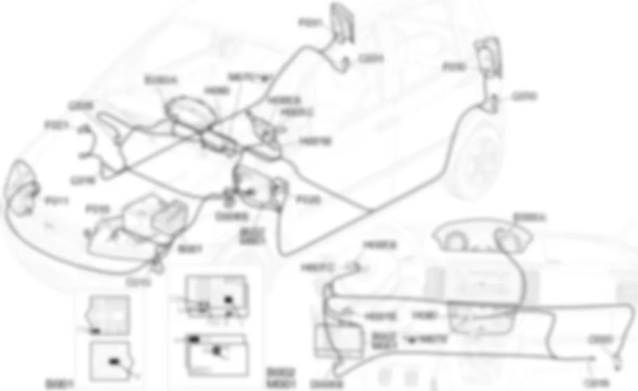 SWIATLA               KIERUNKOWSKAZOW / AWARYJNE - Rozmieszczenie elementow Fiat IDEA 1.3 JTD 16v  